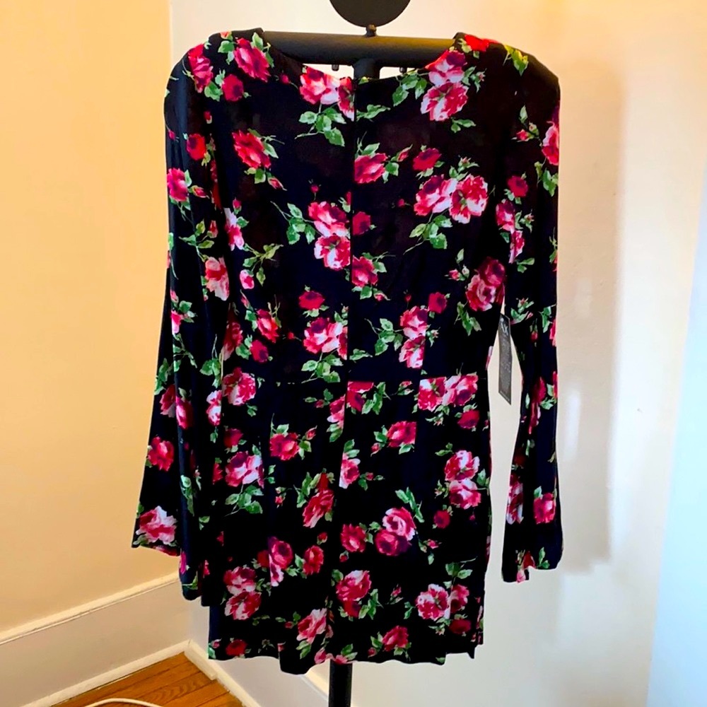 Long Bell Sleeve Floral Romper